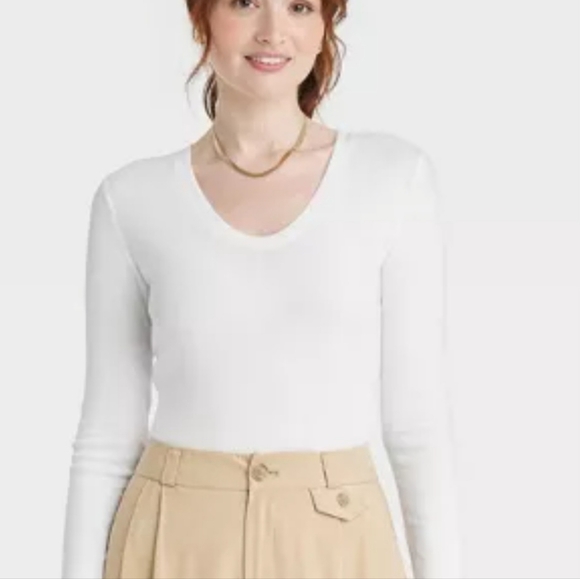 A New Day NWT Women's Purple Ribbed V-Neck Long Sleeve Shirt Top - Picture 12 of 13